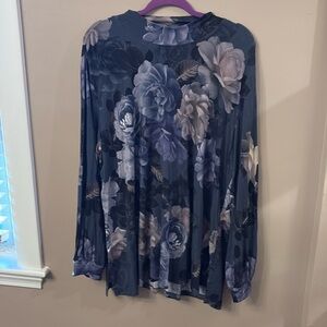 Johnny Was 2X stretchy shirt, floral print perfect for fall & winter NWT